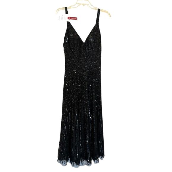 NWT LARA Black Sequin Midi Dress Style 29347 | Size 6 Cocktail Formal - Picture 5 of 13